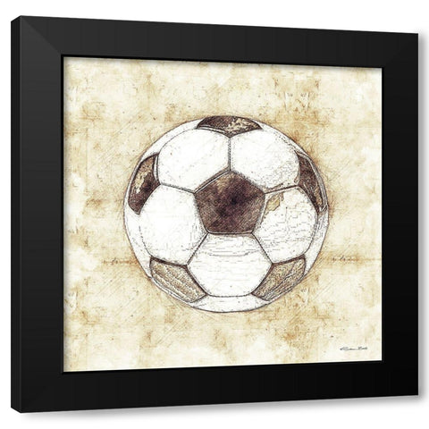 Soccer Sketch Black Modern Wood Framed Art Print with Double Matting by Ball, Susan
