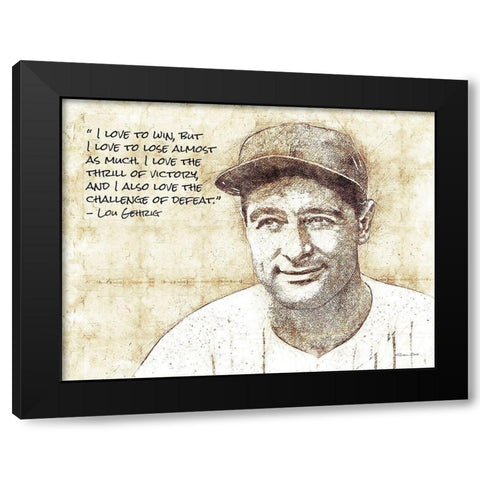 Lou Gehrig Sketch Black Modern Wood Framed Art Print with Double Matting by Ball, Susan