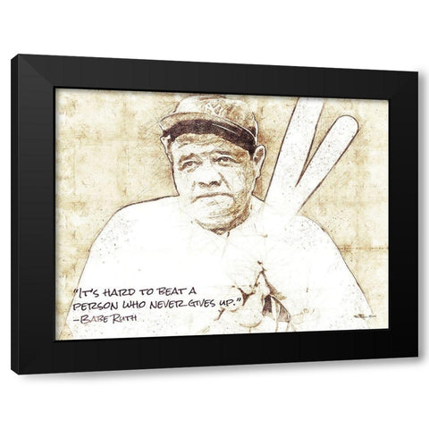 Babe Ruth Sketch    Black Modern Wood Framed Art Print with Double Matting by Ball, Susan