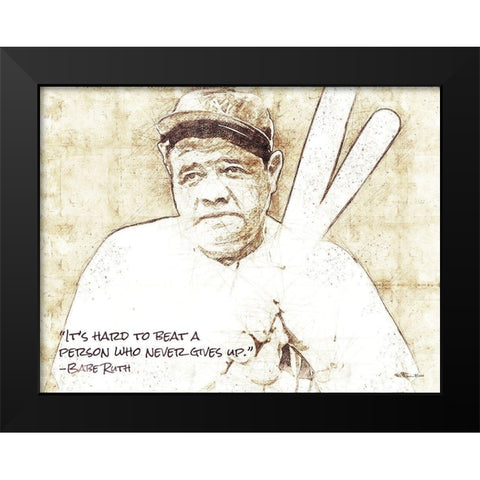 Babe Ruth Sketch    Black Modern Wood Framed Art Print by Ball, Susan