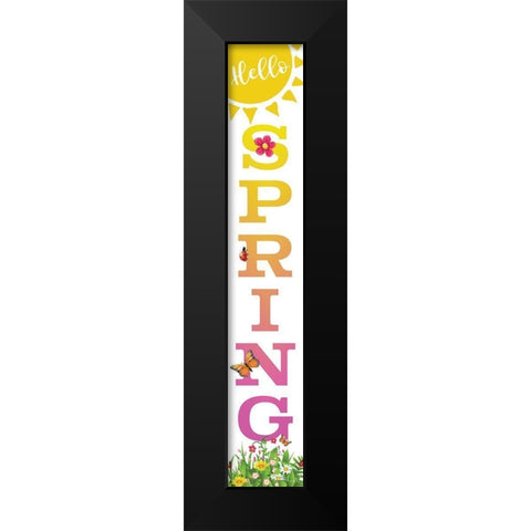 Hello Spring Black Modern Wood Framed Art Print by Ball, Susan