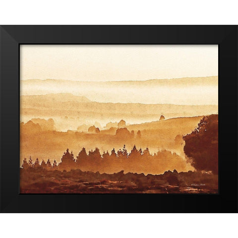 Sunset Over Forest Black Modern Wood Framed Art Print by Ball, Susan