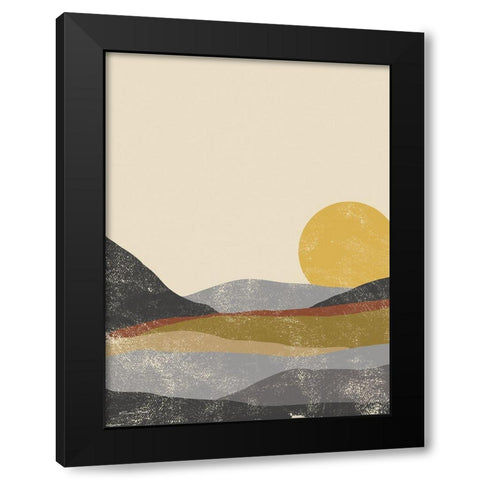 Color Block Sunset Black Modern Wood Framed Art Print with Double Matting by Ball, Susan