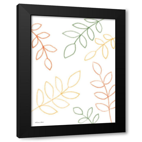 Colorful Leaves Black Modern Wood Framed Art Print with Double Matting by Ball, Susan