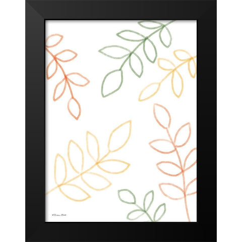 Colorful Leaves Black Modern Wood Framed Art Print by Ball, Susan