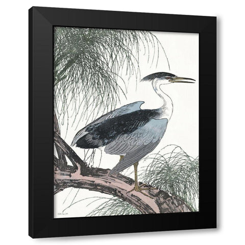 Perched Heron Black Modern Wood Framed Art Print by Stellar Design Studio