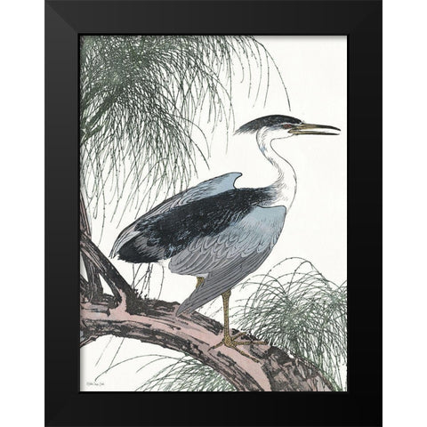 Perched Heron Black Modern Wood Framed Art Print by Stellar Design Studio