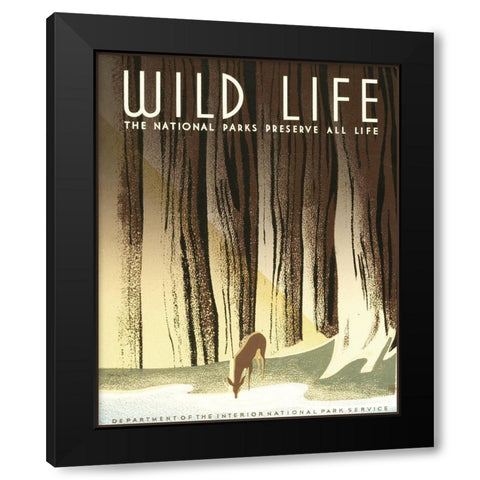 Wild Life Black Modern Wood Framed Art Print with Double Matting by Stellar Design Studio