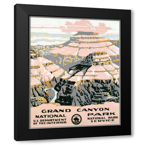 Grand Canyon Black Modern Wood Framed Art Print with Double Matting by Stellar Design Studio