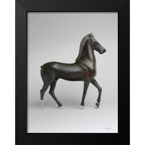 Roman Horse Statue 1 Black Modern Wood Framed Art Print by Stellar Design Studio