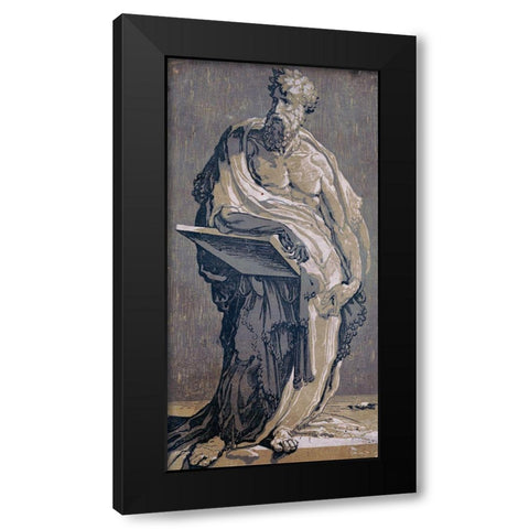 Hectus with Tablet Black Modern Wood Framed Art Print by Stellar Design Studio