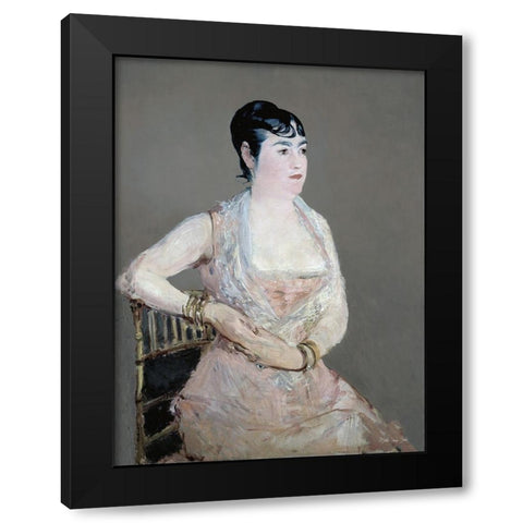 Lady in Pink Black Modern Wood Framed Art Print with Double Matting by Stellar Design Studio