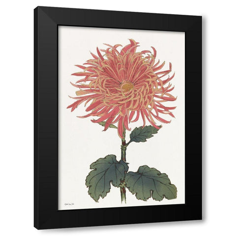 Pink Floral 2 Black Modern Wood Framed Art Print with Double Matting by Stellar Design Studio