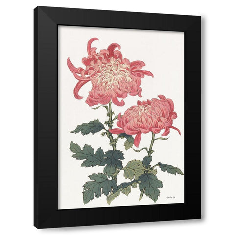 Pink Floral 3 Black Modern Wood Framed Art Print with Double Matting by Stellar Design Studio