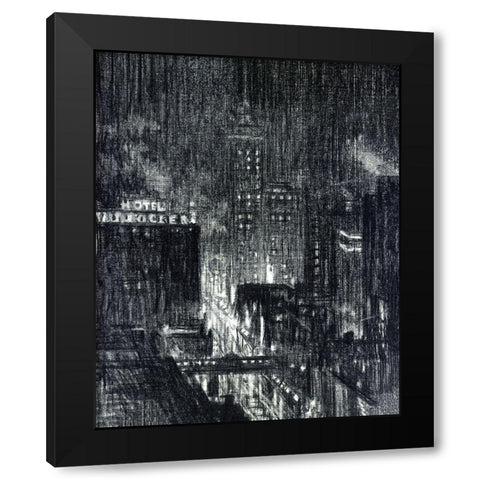 Manhattan Night Black Modern Wood Framed Art Print with Double Matting by Stellar Design Studio