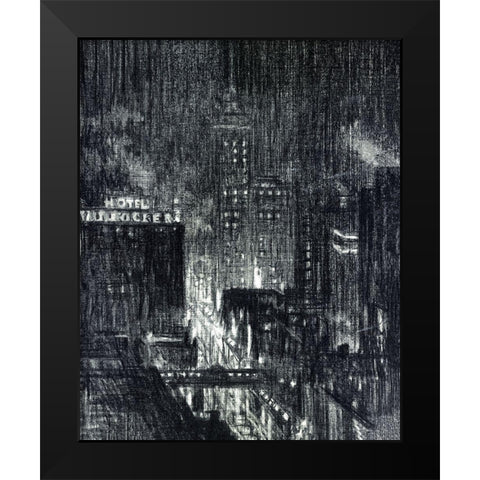 Manhattan Night Black Modern Wood Framed Art Print by Stellar Design Studio