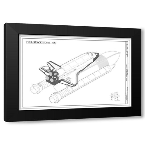 Discovery Full Stack Isometric Black Modern Wood Framed Art Print with Double Matting by Stellar Design Studio
