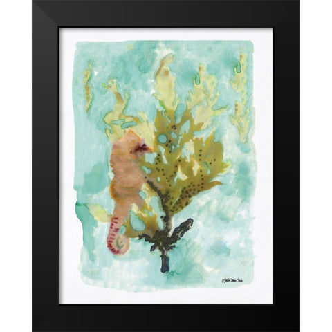 Seahorse 1 Black Modern Wood Framed Art Print by Stellar Design Studio