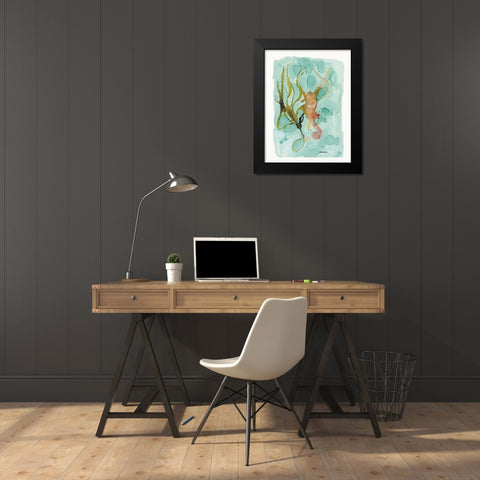 Seahorse 2 Black Modern Wood Framed Art Print by Stellar Design Studio