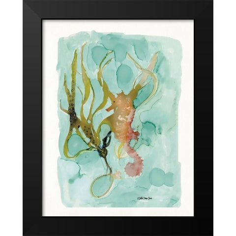 Seahorse 2 Black Modern Wood Framed Art Print by Stellar Design Studio