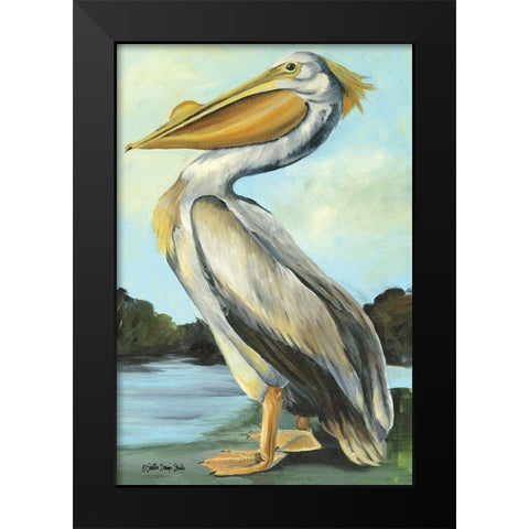 The Grand Pelican Black Modern Wood Framed Art Print by Stellar Design Studio