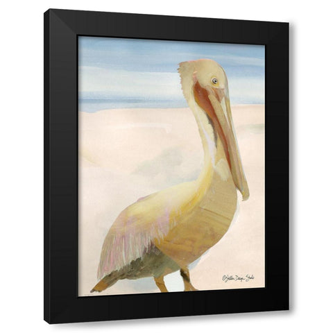 Pelican 1 Black Modern Wood Framed Art Print with Double Matting by Stellar Design Studio