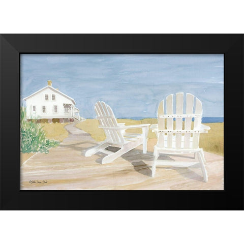 Beach Chairs 1 Black Modern Wood Framed Art Print by Stellar Design Studio