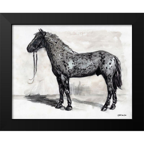 Horse Study 2 Black Modern Wood Framed Art Print by Stellar Designs Studio