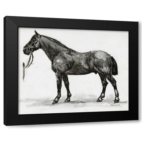Horse Study 4 Black Modern Wood Framed Art Print by Stellar Design Studio