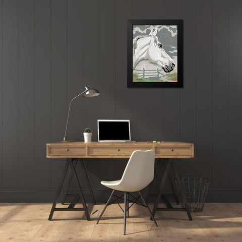 Painted Horse 1 Black Modern Wood Framed Art Print by Stellar Design Studio