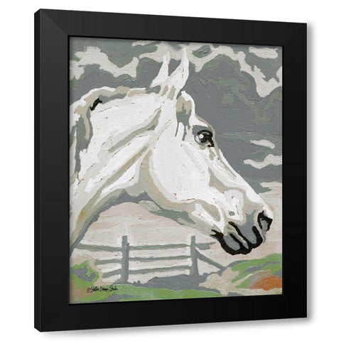 Painted Horse 1 Black Modern Wood Framed Art Print by Stellar Design Studio