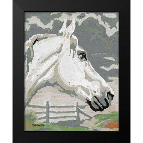 Painted Horse 1 Black Modern Wood Framed Art Print by Stellar Design Studio