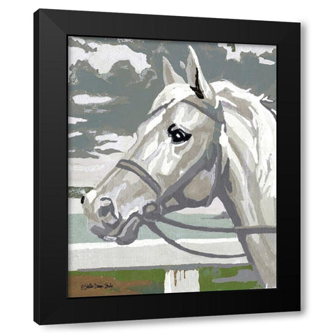 Painted Horse 2 Black Modern Wood Framed Art Print by Stellar Design Studio