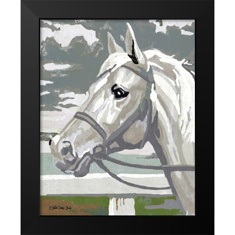 Painted Horse 2 Black Modern Wood Framed Art Print by Stellar Design Studio