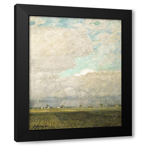 Pasture Land Black Modern Wood Framed Art Print with Double Matting by Stellar Design Studio