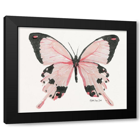 Butterfly 1 Black Modern Wood Framed Art Print with Double Matting by Stellar Design Studio