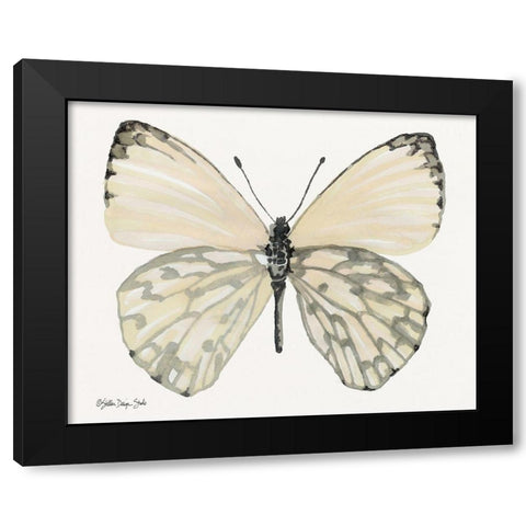 Butterfly 2 Black Modern Wood Framed Art Print with Double Matting by Stellar Design Studio