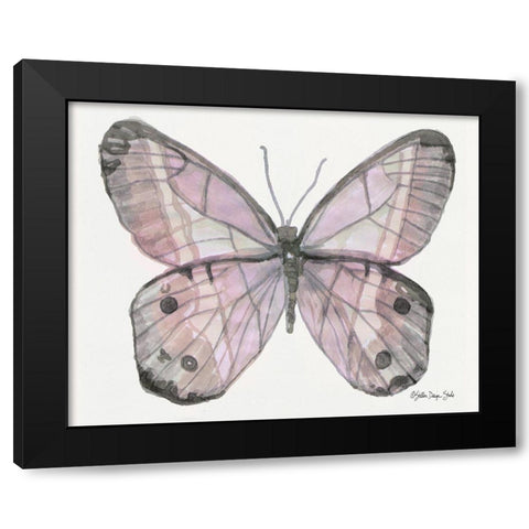 Butterfly 5 Black Modern Wood Framed Art Print with Double Matting by Stellar Design Studio