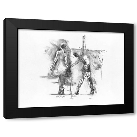 Dance Figure 3 Black Modern Wood Framed Art Print with Double Matting by Stellar Design Studio