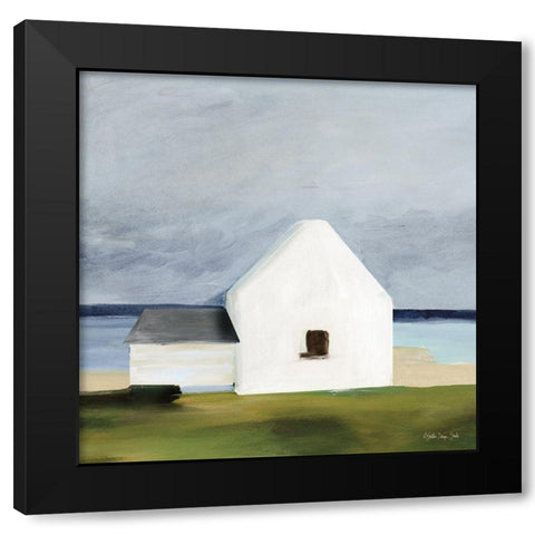 Beach Huts 1  Black Modern Wood Framed Art Print with Double Matting by Stellar Design Studio