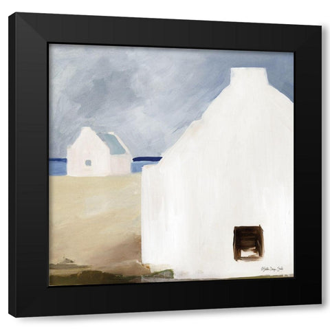 Beach Huts 3  Black Modern Wood Framed Art Print with Double Matting by Stellar Design Studio