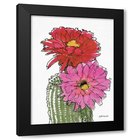 Cactus Flower 1   Black Modern Wood Framed Art Print with Double Matting by Stellar Design Studio