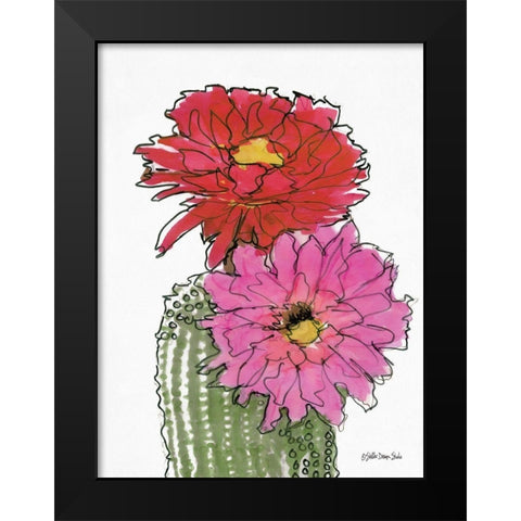 Cactus Flower 1   Black Modern Wood Framed Art Print by Stellar Design Studio