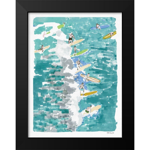 Surfs Up 1 Black Modern Wood Framed Art Print by Stellar Design Studio