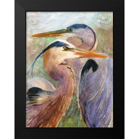 Blue Heron Duet Black Modern Wood Framed Art Print by Stellar Design Studio