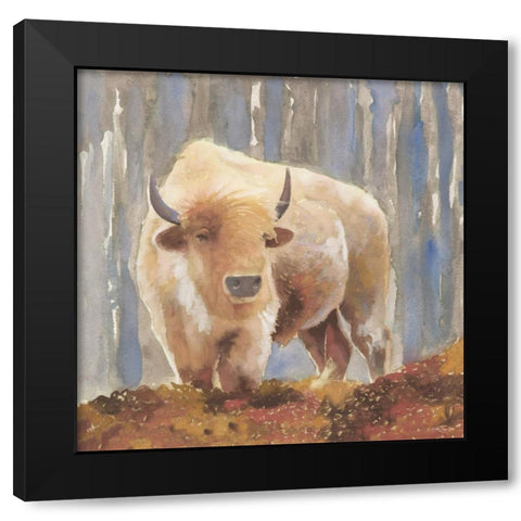 White Buffalo Black Modern Wood Framed Art Print by Stellar Design Studio