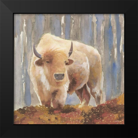 White Buffalo Black Modern Wood Framed Art Print by Stellar Design Studio