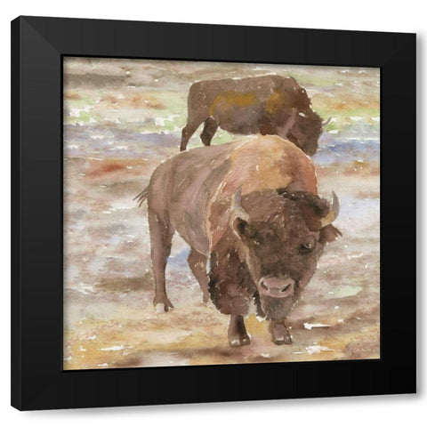 Great Buffalo Black Modern Wood Framed Art Print with Double Matting by Stellar Design Studio