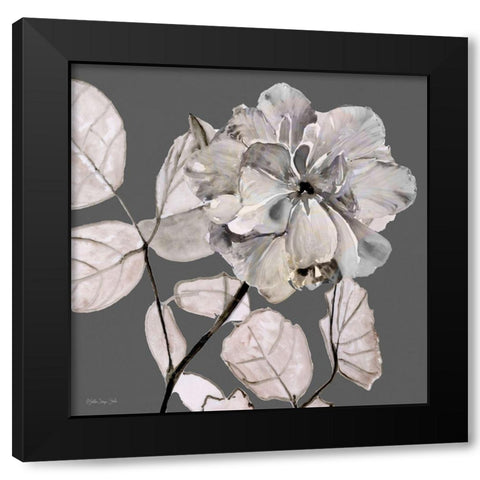 Floral in Gray 1 Black Modern Wood Framed Art Print with Double Matting by Stellar Design Studio