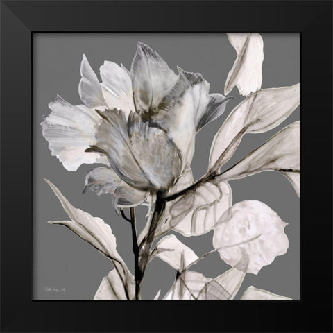 Floral in Gray 2 Black Modern Wood Framed Art Print by Stellar Design Studio